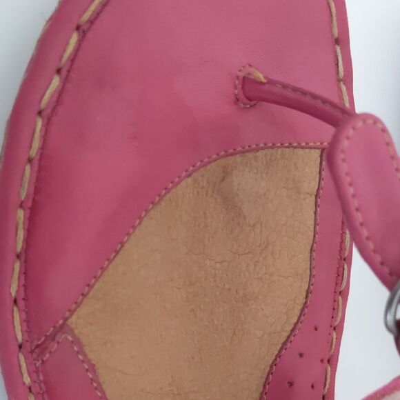 Women's Born Drilles Espadrille Wedge Pink Stripe Slip On Sandals Size 10 - Picture 7 of 8
